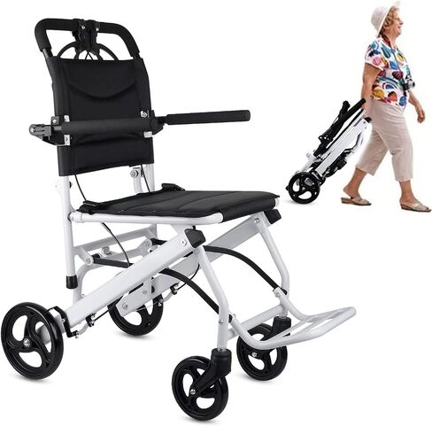 Broobey Lightweight Folding Transport Wheelchairs for Adults and Seniors, Transport Travel Chair Weight Only 16lbs Support 220Lbs in Saudi Arabia