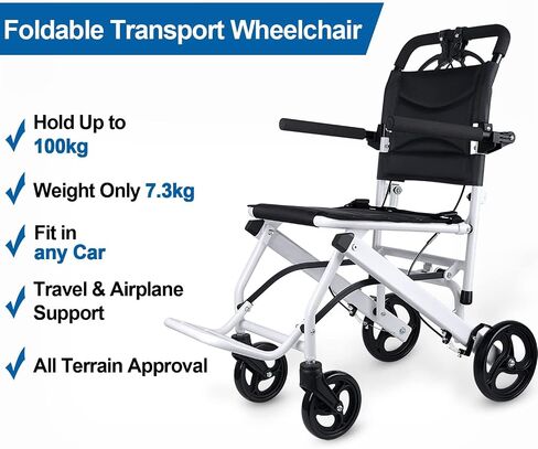 Broobey Lightweight Folding Transport Wheelchairs for Adults and Seniors, Transport Travel Chair Weight Only 16lbs Support 220Lbs in Saudi Arabia
