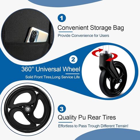 Broobey Lightweight Folding Transport Wheelchairs for Adults and Seniors, Transport Travel Chair Weight Only 16lbs Support 220Lbs in Saudi Arabia