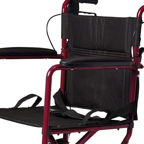 Medline Lightweight Foldable Transport Wheelchair with Handbrakes and 12-Inch Wheels, Blue Frame, Black Upholstery in Saudi Arabia