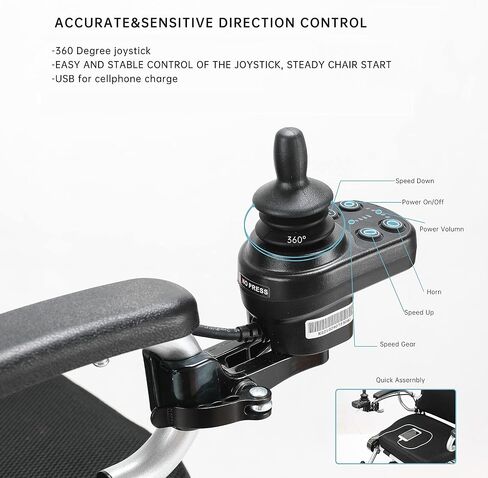 Intelligent Lightweight Foldable Electric Wheelchairs, Compact Power Wheelchair, Portable Folding Carry Wheelchair, Durable Wheelchairs in Saudi Arabia