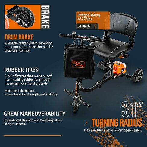 SuperHandy 3 Wheel Folding Mobility Scooter - Electric Powered, Lightest Available, Airline Friendly - Long Range Travel w/ 2 Detachable 48V Lithium-ion Batteries and Charger in Saudi Arabia