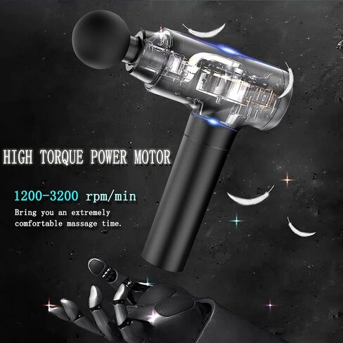 Massage Gun Deep Tissue,Percussion Back Massager Gun for Athletes Muscle Massage Gun for Pain Relief with 10 Massage Heads & 20 Speeds (Matte Black) in Saudi Arabia