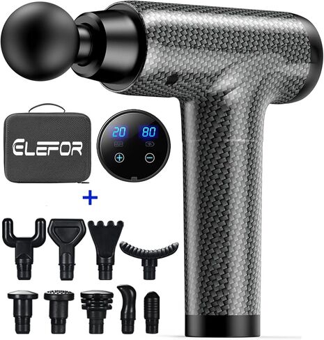 Massage Gun Deep Tissue,Percussion Back Massager Gun for Athletes Muscle Massage Gun for Pain Relief with 10 Massage Heads & 20 Speeds (Matte Black) in Saudi Arabia