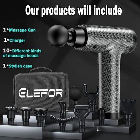 Massage Gun Deep Tissue,Percussion Back Massager Gun for Athletes Muscle Massage Gun for Pain Relief with 10 Massage Heads & 20 Speeds (Matte Black) in Saudi Arabia