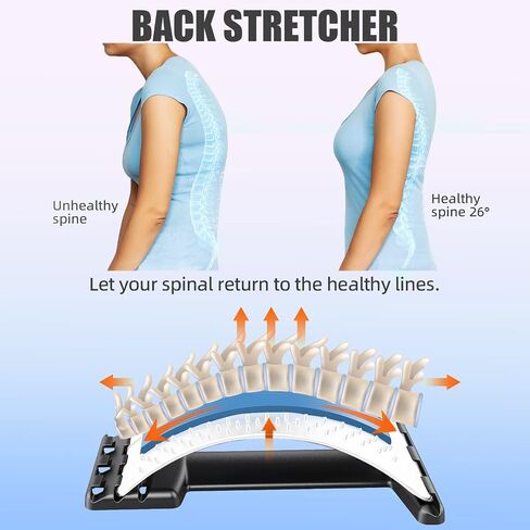 Back Stretcher for Pain Relief, Multi-Level Back Cracker Lower Back Pain Relief Device, Lumbar Support Spine Board with 3 Adjustable Settings for Bed, Chair & Car with Massager (White) in Saudi Arabia