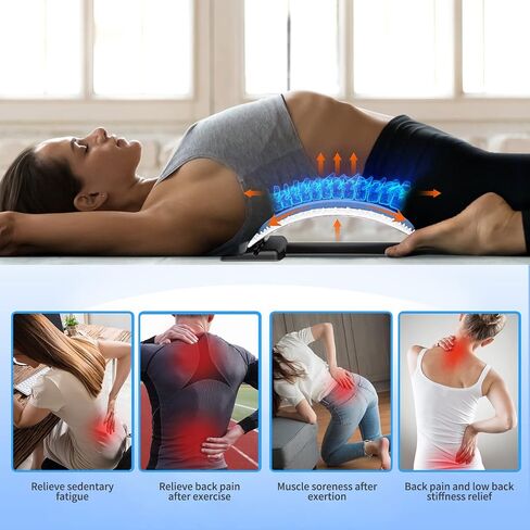 Back Stretcher for Pain Relief, Multi-Level Back Cracker Lower Back Pain Relief Device, Lumbar Support Spine Board with 3 Adjustable Settings for Bed, Chair & Car with Massager (White) in Saudi Arabia
