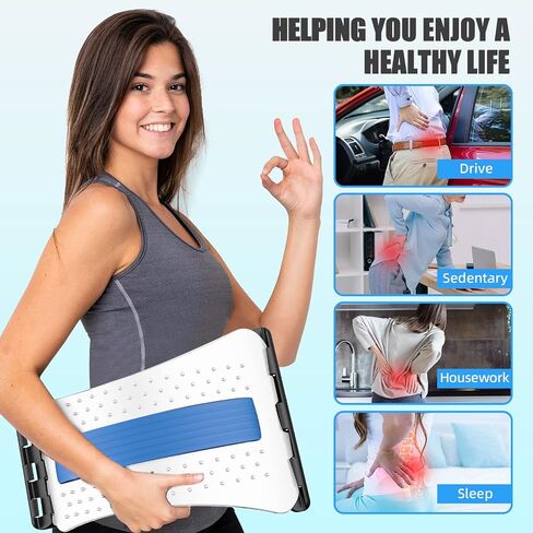 Back Stretcher for Pain Relief, Multi-Level Back Cracker Lower Back Pain Relief Device, Lumbar Support Spine Board with 3 Adjustable Settings for Bed, Chair & Car with Massager (White) in Saudi Arabia