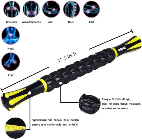 Muscle Roller Stick for Athletes- Body Massage Sticks Tools Massager for Relief Muscle Soreness,Cramping and Tightness,Help Legs and Back Recovery,Black Green in Saudi Arabia