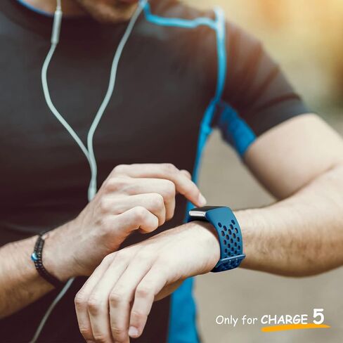 Maledan متوافق مع Fitbit Charge 5 Bands النساء والرجال - حزام رياضي قابل للتنفس، حزام معصم بديل مقاوم للماء ناعم لـ Fitbit Charge 5 متتبع اللياقة البدنية المتقدم، 3 عبوات in Saudi Arabia