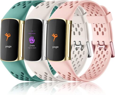 Maledan متوافق مع Fitbit Charge 5 Bands النساء والرجال - حزام رياضي قابل للتنفس، حزام معصم بديل مقاوم للماء ناعم لـ Fitbit Charge 5 متتبع اللياقة البدنية المتقدم، 3 عبوات in Saudi Arabia