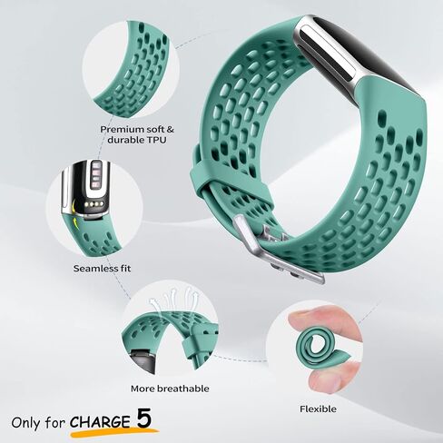 Maledan متوافق مع Fitbit Charge 5 Bands النساء والرجال - حزام رياضي قابل للتنفس، حزام معصم بديل مقاوم للماء ناعم لـ Fitbit Charge 5 متتبع اللياقة البدنية المتقدم، 3 عبوات in Saudi Arabia