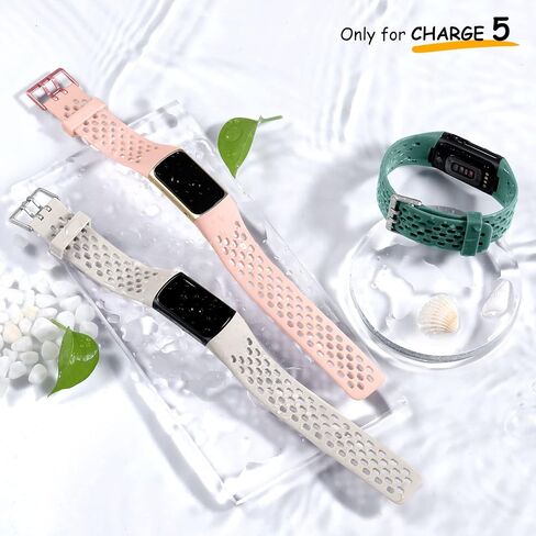 Maledan متوافق مع Fitbit Charge 5 Bands النساء والرجال - حزام رياضي قابل للتنفس، حزام معصم بديل مقاوم للماء ناعم لـ Fitbit Charge 5 متتبع اللياقة البدنية المتقدم، 3 عبوات in Kuwait