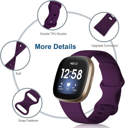 أساور Dirrelo متوافقة مع Fitbit Sense/Versa 3 / Versa 4 / Sense 2، حزام حزام رياضي ناعم من مادة TPU، سوار معصم بديل للنساء والرجال، 4 عبوات صغيرة، أسود Modena Bluegrey Pinegreen in Kuwait