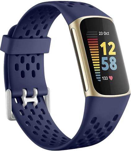 Getino Compatible with Fitbit Charge 5 Bands/Charge 6 Bands for Women Men, Soft Breathable Replacement Sport Strap Adjustable Wristbands for Fitbit Charge 5/ Charge 6 Advanced Fitness Tracker, Black in Saudi Arabia