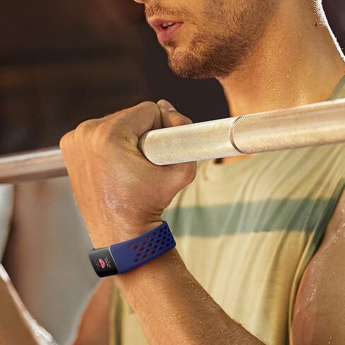 Getino Compatible with Fitbit Charge 5 Bands/Charge 6 Bands for Women Men, Soft Breathable Replacement Sport Strap Adjustable Wristbands for Fitbit Charge 5/ Charge 6 Advanced Fitness Tracker, Black in Saudi Arabia