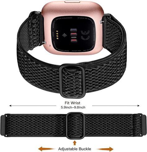 مجموعة Maledan مكونة من 3 حلقات منفردة قابلة للتمدد متوافقة مع سوار Fitbit Versa 2 للنساء والرجال، سوار ساعة بديل رياضي من النايلون الناعم Versa 2 لساعة Fitbit Versa 2/Versa Lite، أسود/أخضر/رمادي in Kuwait