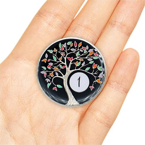 10 Year Sobriety Chip | Tree of Life AA Coin Token Medallion with Glow in The Dark Recovery Anniversary in Saudi Arabia