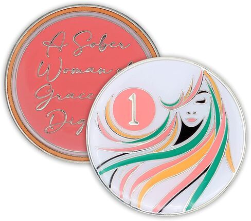 10 Year Sobriety Coin | A Sober Woman Triplate AA Chip | Glow in The Dark Anniversary Token Recovery Gift for Women in Saudi Arabia