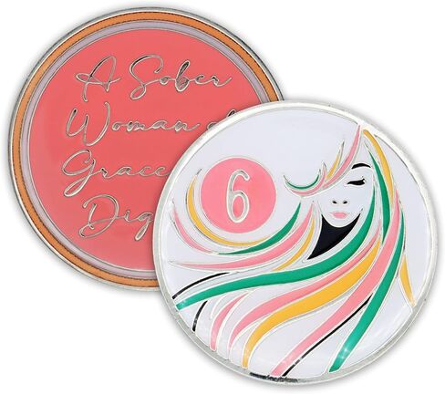 10 Year Sobriety Coin | A Sober Woman Triplate AA Chip | Glow in The Dark Anniversary Token Recovery Gift for Women in Saudi Arabia
