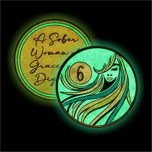 10 Year Sobriety Coin | A Sober Woman Triplate AA Chip | Glow in The Dark Anniversary Token Recovery Gift for Women in Saudi Arabia