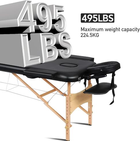 كيربودا سرير تدليك احترافي محمول قابل للطي مكون من 3 اقسام، سرير صالون سبا خشبي قابل للطي، يأتي مع حقيبة حمل وملحقات كاملة in Kuwait