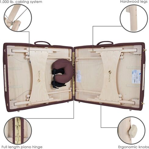 EARTHLITE Portable Massage Table HARMONY DX – Foldable Physiotherapy/Treatment/Stretching Table, Eco-Friendly Design, Hard Maple, Superior Comfort incl. Face Cradle & Carry Case (30" x 73") in Saudi Arabia