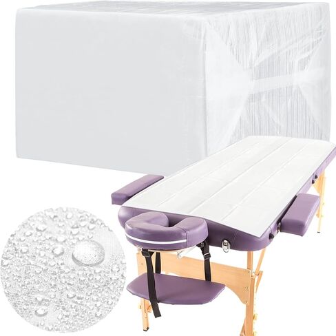 100 Pieces Disposable Bed Sheets Non-woven Spa Fabric Sheets Waterproof Massage Table Sheets Oil Proof Bed Cover for Travel Spa Tatto Hotel Salon, 31.5 x 71 Inch (Blue) in Saudi Arabia