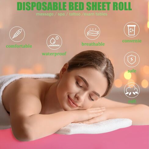 2 Roll Disposable Non-Woven Bed Sheet, 50 Pcs/Roll Massage Table Sheets, 31.5" X 70"Salon Beauty Facial Bed Cover for Massage, Lash, Tattoo Bed, Spa in Saudi Arabia
