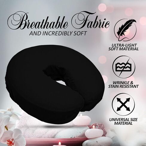 Soft & Heavy Microfiber Massage Tables Face Cradle Covers Cozies Fitted- 4 Pieces - 4 Pieces (4, Black) in Saudi Arabia