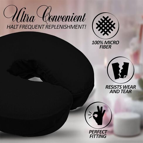 Soft & Heavy Microfiber Massage Tables Face Cradle Covers Cozies Fitted- 4 Pieces - 4 Pieces (4, Black) in Saudi Arabia