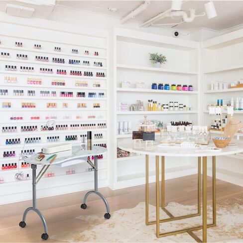 Portable Manicure Table，Nail Salon Technician Desk with Large PP plastic drawer、LED-Light、Wrist rest、Carry Bag，for nail salon、beauty salon、home nails painting、tattoo，Black… in Kuwait