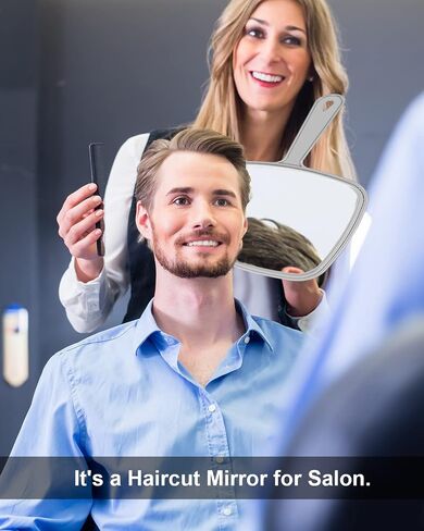 PROTECLE Large Hand Mirror, Salon Barber Hairdressing Handheld Mirror with Handle (Square Blue 10.3"x7.4") in Saudi Arabia