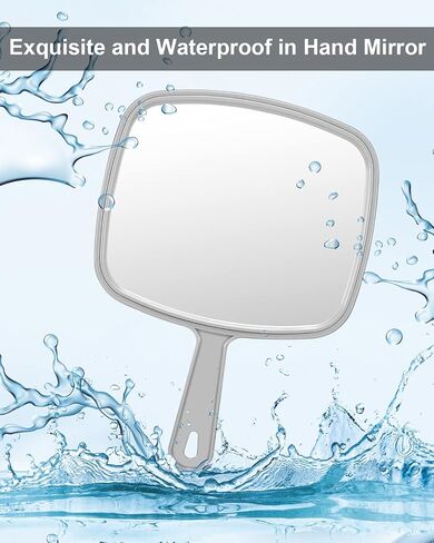 PROTECLE Large Hand Mirror, Salon Barber Hairdressing Handheld Mirror with Handle (Square Blue 10.3"x7.4") in Saudi Arabia
