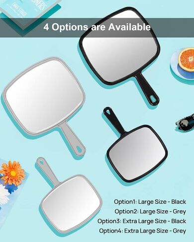 PROTECLE Large Hand Mirror, Salon Barber Hairdressing Handheld Mirror with Handle (Square Blue 10.3"x7.4") in Saudi Arabia