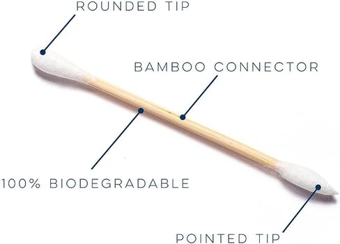 Clean Skin Club Clean Swabs | 500CT | One Pointed Tip | Biodegradable + Organic Cotton & Bamboo | Makeup & Nail Polish Touch-ups | Chlorine-Free & Hypoallergenic (500 count) in Saudi Arabia