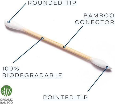 Clean Skin Club Clean Swabs | 500CT | One Pointed Tip | Biodegradable + Organic Cotton & Bamboo | Makeup & Nail Polish Touch-ups | Chlorine-Free & Hypoallergenic (500 count) in Saudi Arabia