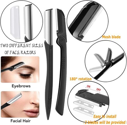 12 in 1 Eyebrow Trimmer Kit Multipurpose Exfoliating Dermaplaning Tool， Eyebrow Scissors, Eyebrow Brush, Tweezers, Eyebrow Razor, Eyebrow Trim Tool Set Hair Removal Accessories for Men Women in Kuwait