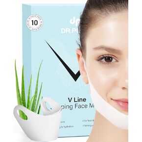 دكتور بيور 10 قطع للذقن المزدوجة، حزام الذقن للذقن المزدوجة للنساء، قناع الذقن المزدوج، قناع الذقن، أقنعة الوجه على شكل حرف V، قناع هيدروجيل الكولاجين مع الصبار، رقعة الوجه بشريط شد الرقبة in Kuwait