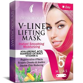 SWISSÖKOLAB V shape lifting up Face Mask Chin Up Patch Double Chin Reducer Chin Contour Tightening Firming Face Lift Tape Mask V-Line Neck Lifting Patches V Shaped Slimming Face Mask 5 pcs in Kuwait