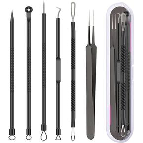 5pcs Blackhead Remover Tweezers Pimple Popper Tool Kit, Precision Acne Needle Comedone Blackhead Tweezers Extractor Removal Whitehead Popping Zit for Nose Face Skin Blemish Extractor Tool - Glossy in Saudi Arabia