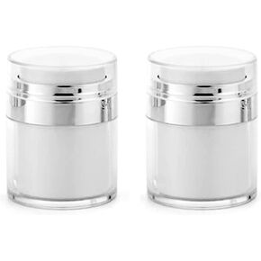 Furnido 2 Pack 1 oz Airless Pump Jars,Empty Acrylic Makeup Cosmetic Jar Containers with Pump,Refillable Airless Travel Lotion Jar With Lid for Thick Moisturizer,Skincare Cream,White in Saudi Arabia