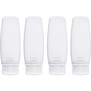 Silicone Travel Bottles for Toiletries TSA Approved Travel Size Containers Set 4 Pack Portable Leak Proof Refillable Cosmetic Squeeze Bottles Shampoo Hair Conditioner Body Lotion Bath Shower Gel