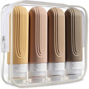 Travel Bottles for Toiletries, Tsa Approved 3oz Travel Size Containers BPA Free Leak Proof Refillable Liquid Silicone Squeezable Travel Accessories for Shampoo Conditioner Lotion (4 Pack) in Saudi Arabia