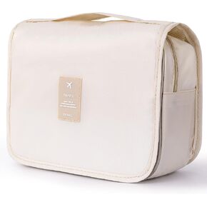 Hanging Toiletry Bag for Women, Travel Size Toiletries bags with Hook, Travel Makeup Bag for Cosmetic Storage Organizer Beige