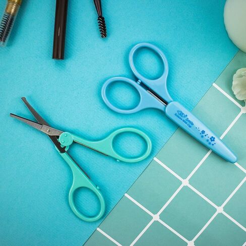 Eyebrow Scissors, Small Scissors for Facial, Nose, Eyebrow, Mustache, and Beard Hair Trimming & Grooming, Straight Edge, Purple Long Cap in Kuwait