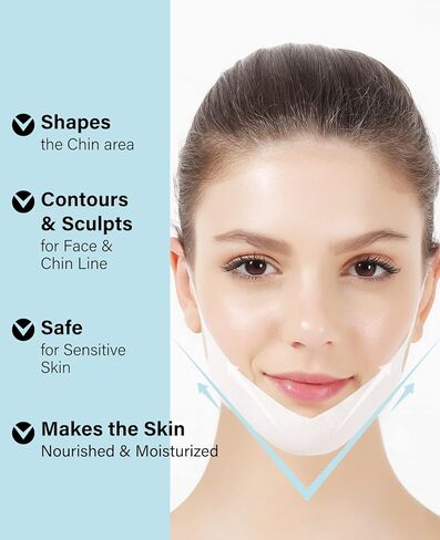 دكتور بيور 10 قطع للذقن المزدوجة، حزام الذقن للذقن المزدوجة للنساء، قناع الذقن المزدوج، قناع الذقن، أقنعة الوجه على شكل حرف V، قناع هيدروجيل الكولاجين مع الصبار، رقعة الوجه بشريط شد الرقبة in Kuwait