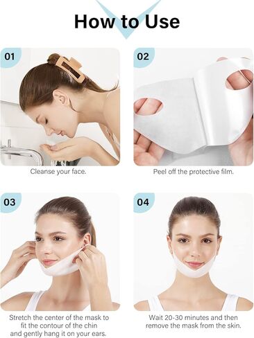 دكتور بيور 10 قطع للذقن المزدوجة، حزام الذقن للذقن المزدوجة للنساء، قناع الذقن المزدوج، قناع الذقن، أقنعة الوجه على شكل حرف V، قناع هيدروجيل الكولاجين مع الصبار، رقعة الوجه بشريط شد الرقبة in Kuwait