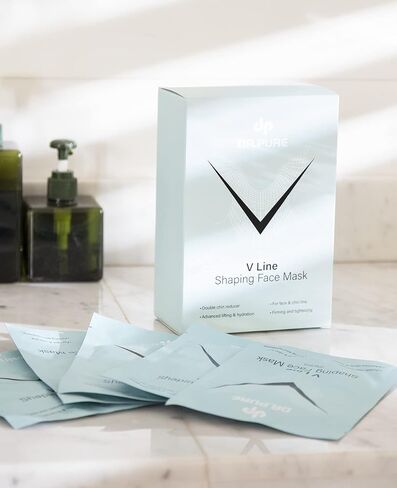 دكتور بيور 10 قطع للذقن المزدوجة، حزام الذقن للذقن المزدوجة للنساء، قناع الذقن المزدوج، قناع الذقن، أقنعة الوجه على شكل حرف V، قناع هيدروجيل الكولاجين مع الصبار، رقعة الوجه بشريط شد الرقبة in Kuwait