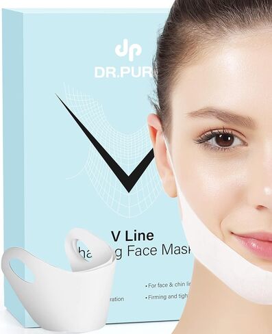 دكتور بيور 10 قطع للذقن المزدوجة، حزام الذقن للذقن المزدوجة للنساء، قناع الذقن المزدوج، قناع الذقن، أقنعة الوجه على شكل حرف V، قناع هيدروجيل الكولاجين مع الصبار، رقعة الوجه بشريط شد الرقبة in Kuwait